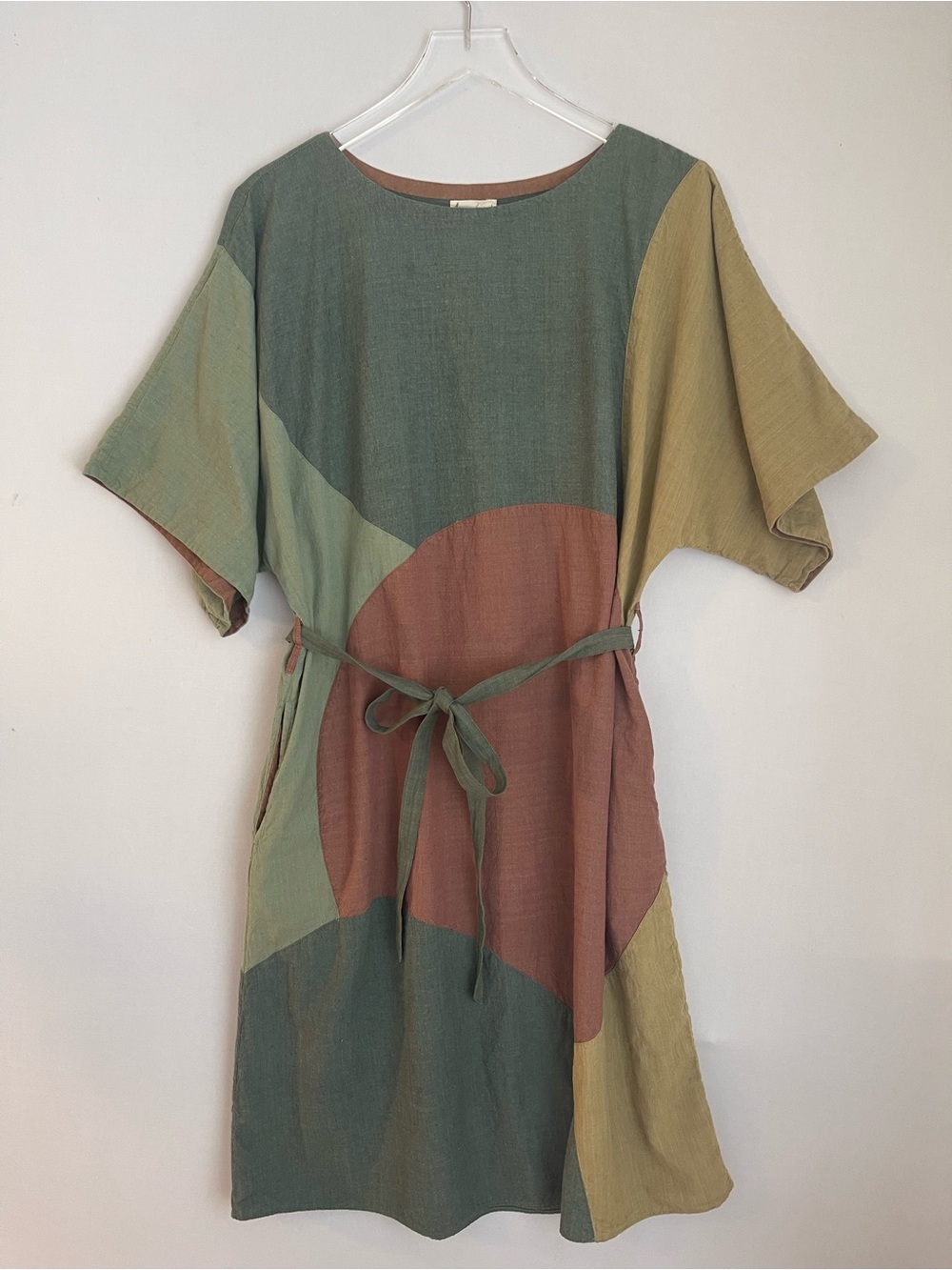 Sunbird Organic Cotton Colorblock Belted Dress M